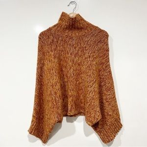 Zara Knit Wool Mockneck Poncho Sweater